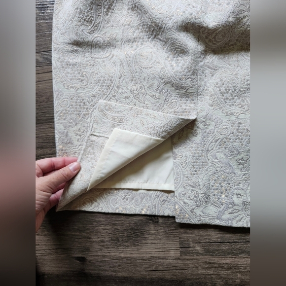 NWT J Crew Ivory Golden Shimmer Paisley Pencil Skirt - Picture 5 of 7